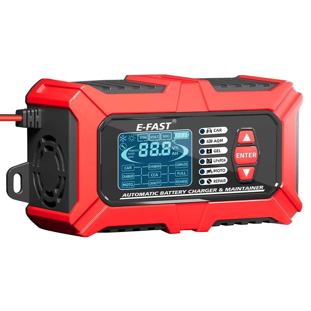 E-FAST TK800 Battery Tester Battery Analyzer 12V6A Iron Lithium Motorcycle Lead Acid Car Battery Charger