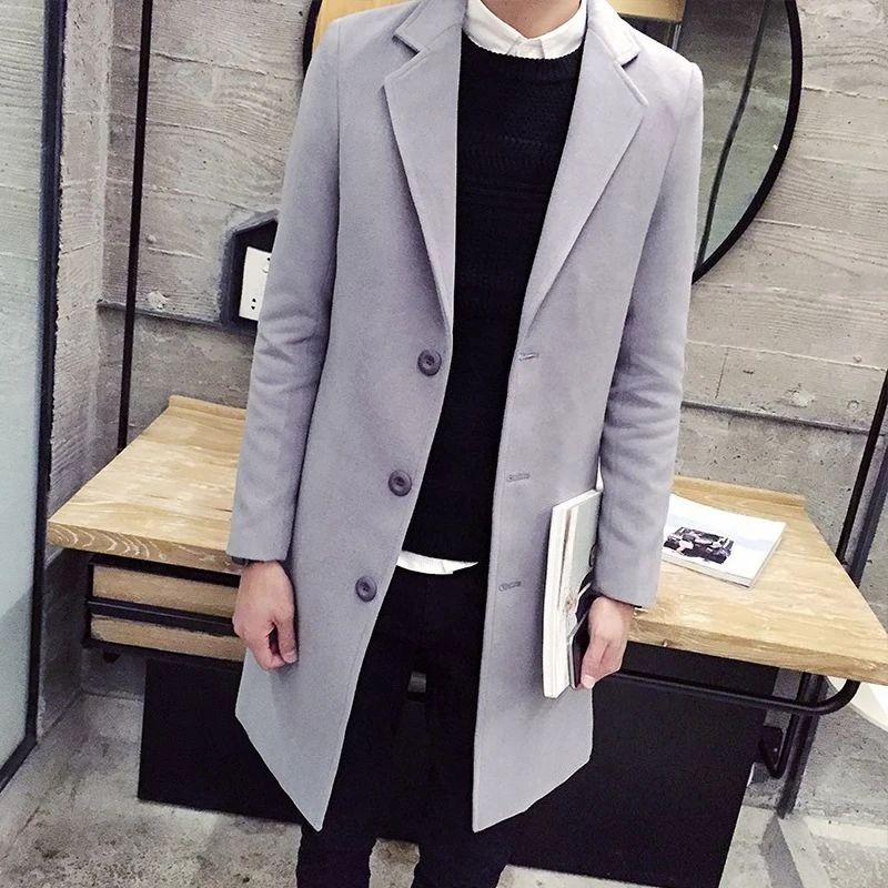 

Men's Winter Wool Coat Korean Style Comfortable Loose Fit Thickened Longline Outerwear​