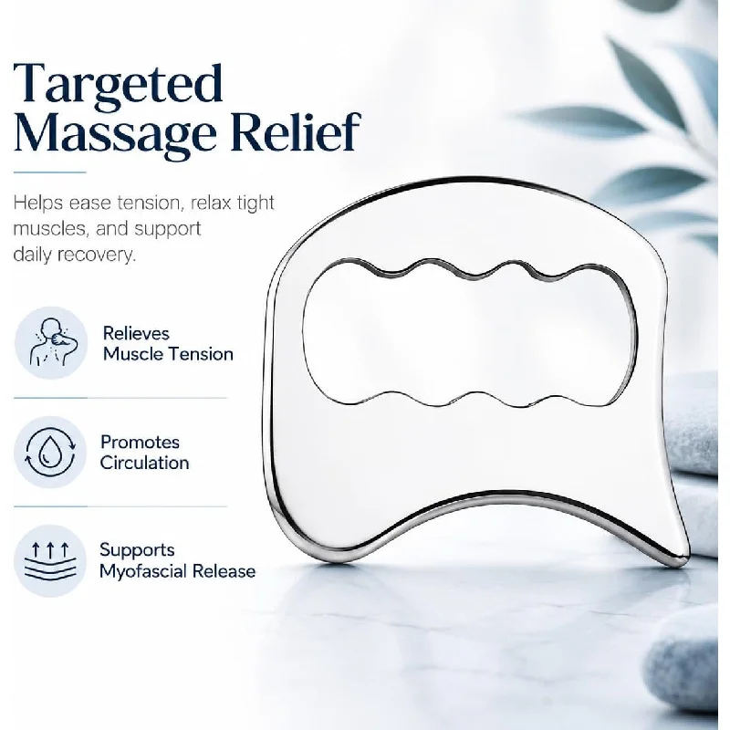 Stainless Steel Gua Sha Myofascial Scraper with Ergonomic Grip for Muscle Release & Sports Recovery