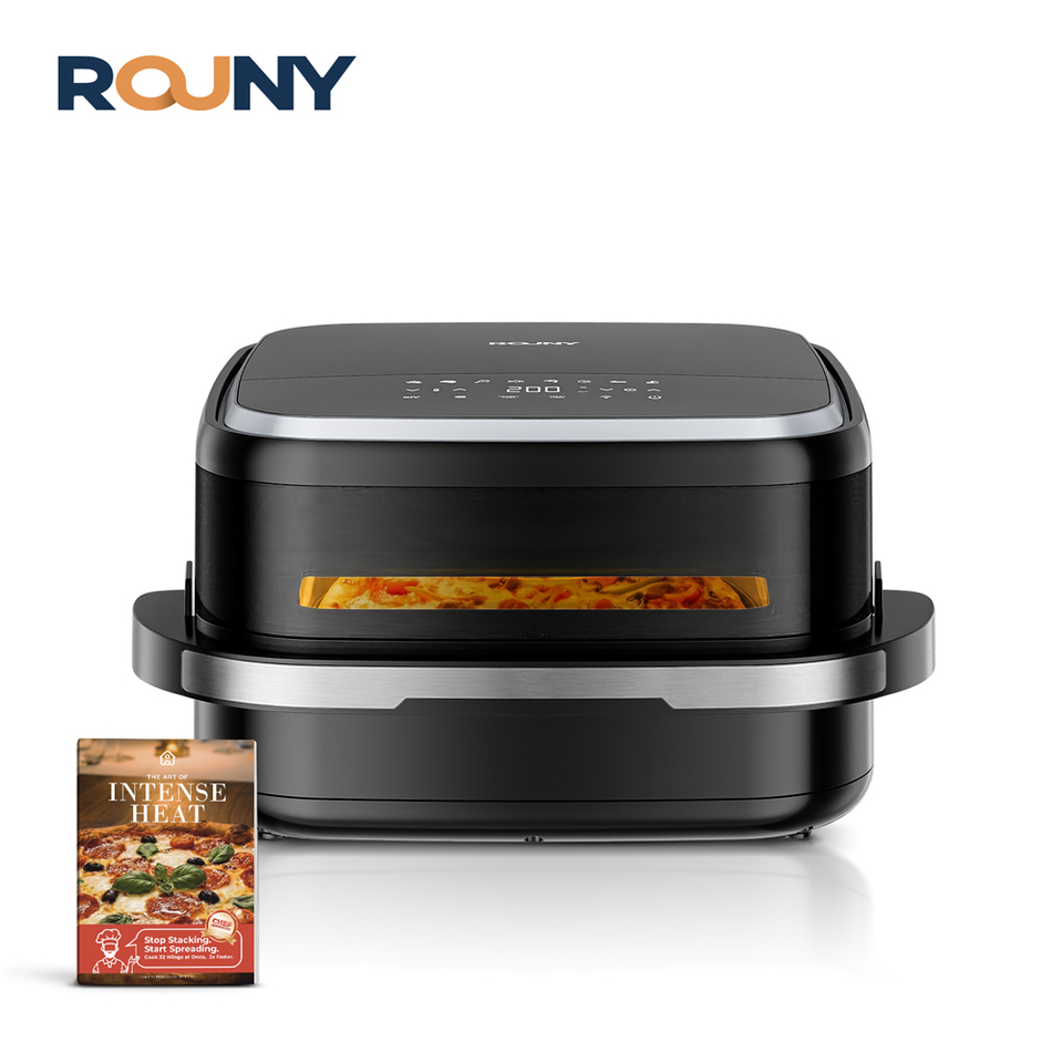  ROUNY 2200W 12 Inch Pizza Oven, 11-in-1 Air Fryer Dual Heating with Viewing Window, 4.2L XL Capacity, 360° Surround Cooking 
