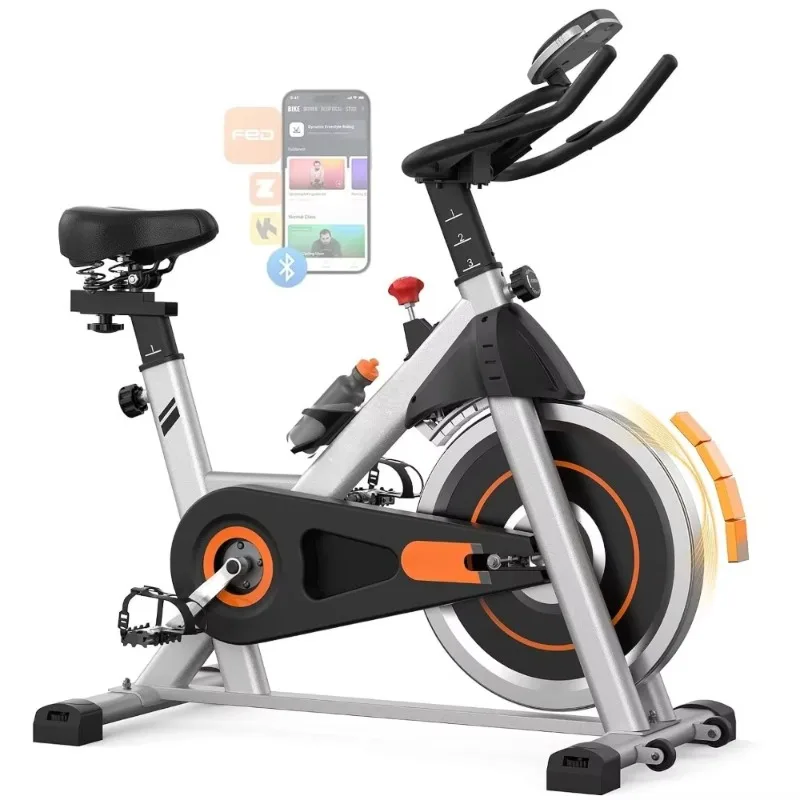 Magnetic Indoor Cycling Exercise Bike With App, 300lb Capacity & Brake Pad For Home