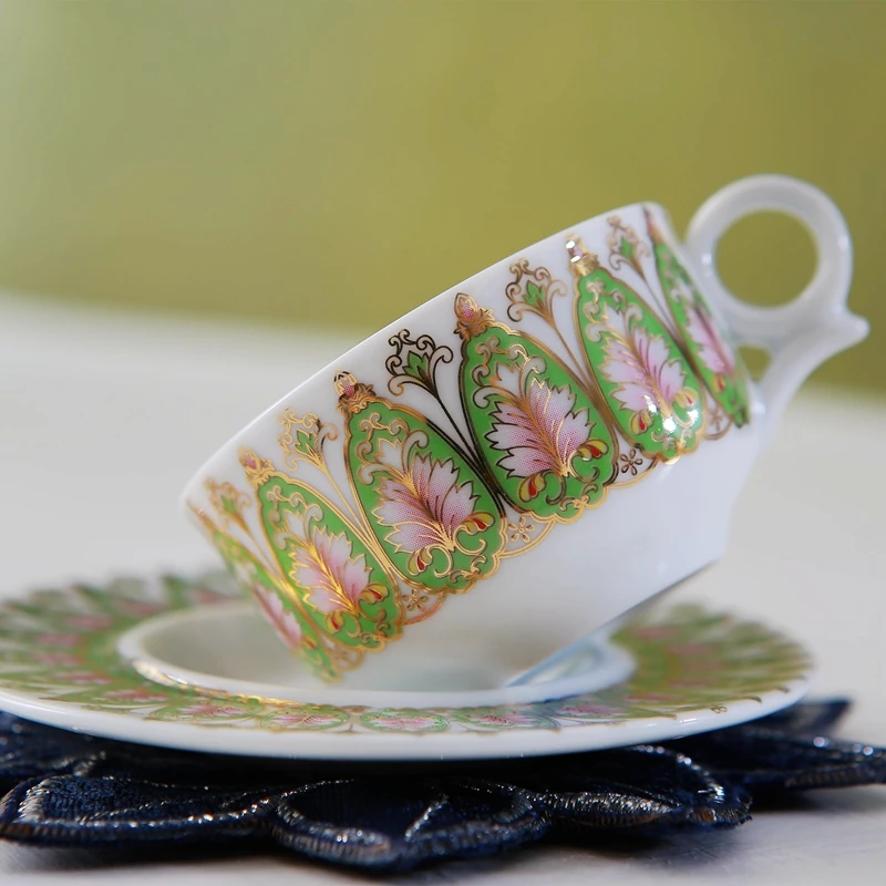 كوب إسبريسو مزين بالزهور من السيراميك الفاخر الخفيف على الطراز الإيطالي، طبق، كوب شاي بعد الظهر، فاخر رائع #6