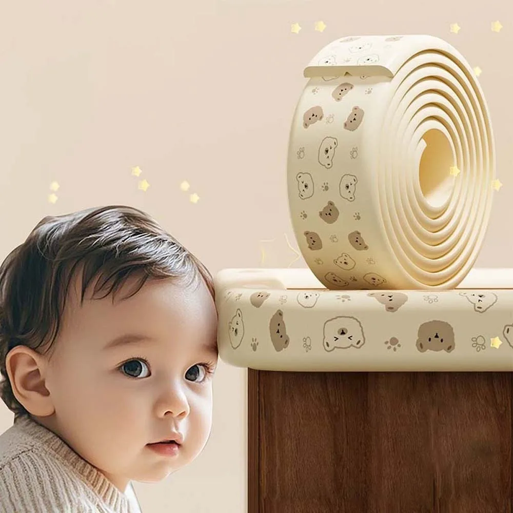 

Double-sided Tape Baby Anti-collision Strip Traceless Cartoon Table Corner Protective Cover Grey Bear