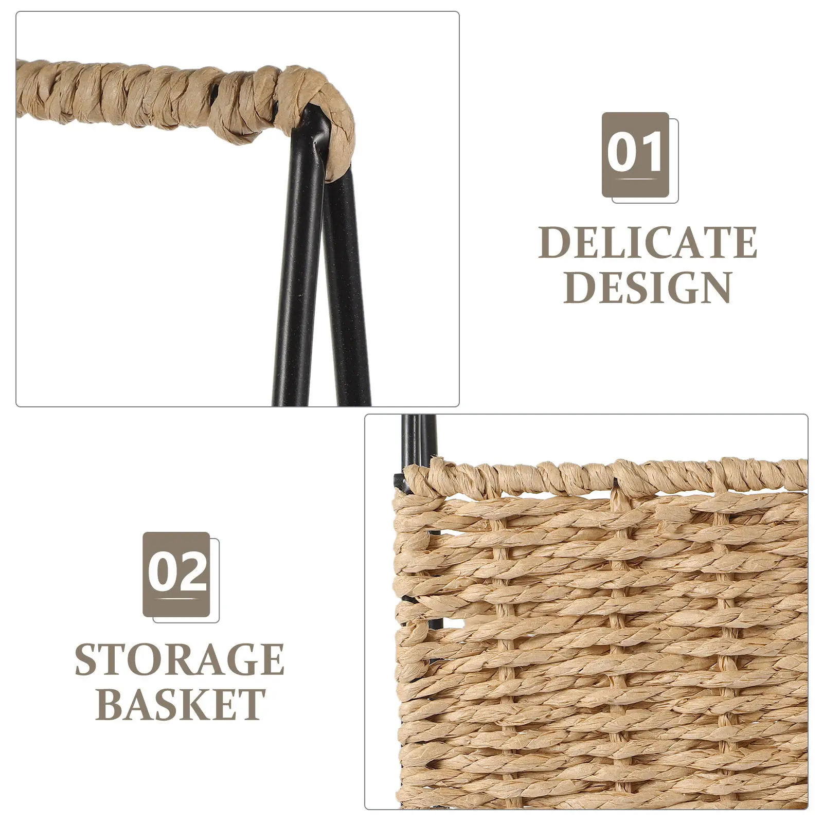 

Натуральная плетеная корзина для хранения, многофункциональный органайзер в деревенском стиле, декоративное решение для дома, бытовая утварь