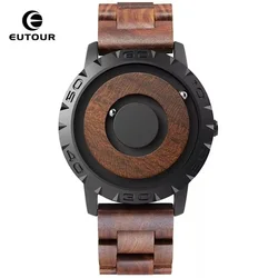 Fashion Magnetic Wooden Watch Men Quartz Wristwatches EUTOUR  Casual Simple Men's Watches Waterproof Wood Strap Watch for Man