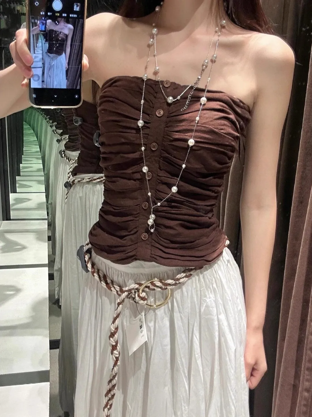 المرأة سليم صالح الكتان مزيج تجمع الصدر التفاف زر واحد مثير المحاصيل الأعلى صيف جديد 2025 Faion تنوعا البوليستر النسيج