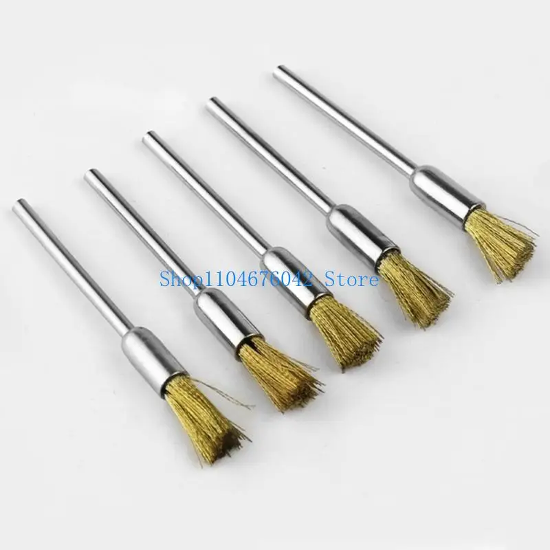 5asd 3Pcs Mini Coppers Wire Brushes For Electric Grinders 2.35mm Shank Rusts Removal T Type Pen Type Bowl Type Design
