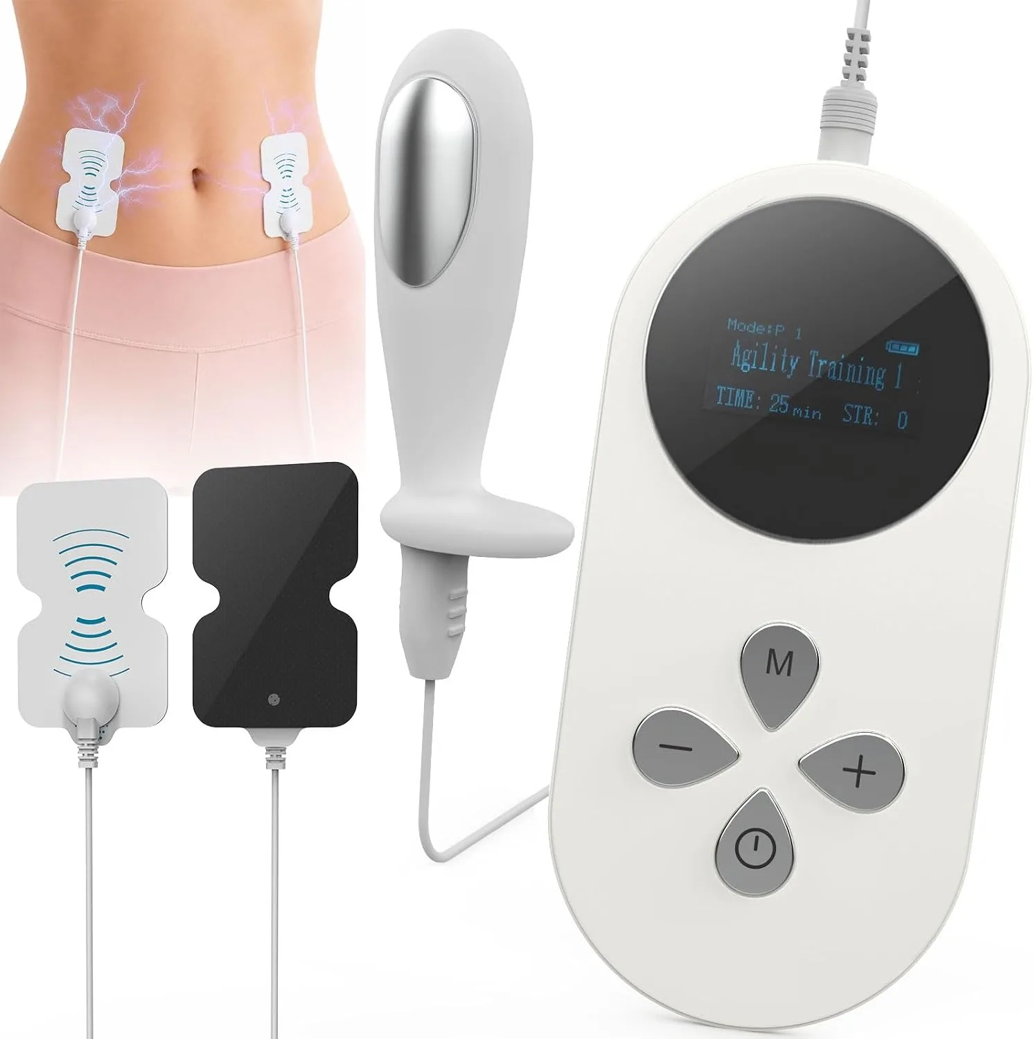 Pelvic Floor Muscle Trainer for Women Kegel Pelvic Floor Exerciser with Vaginal Probe, EMS Electrical Stimulation, 4 Programmes