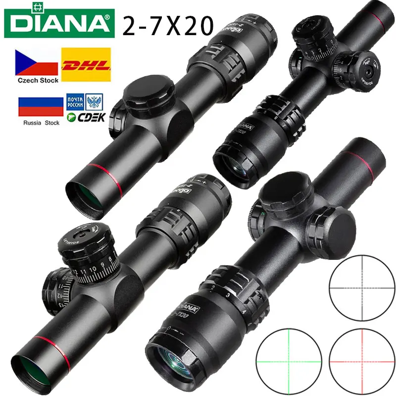 DIANA 2-7x20 IR Illuminated Rifle Scope  Dot Scope Crosshair Scope Rifle Scope Hunting Scope Outdoor Tactical Rifle Scop