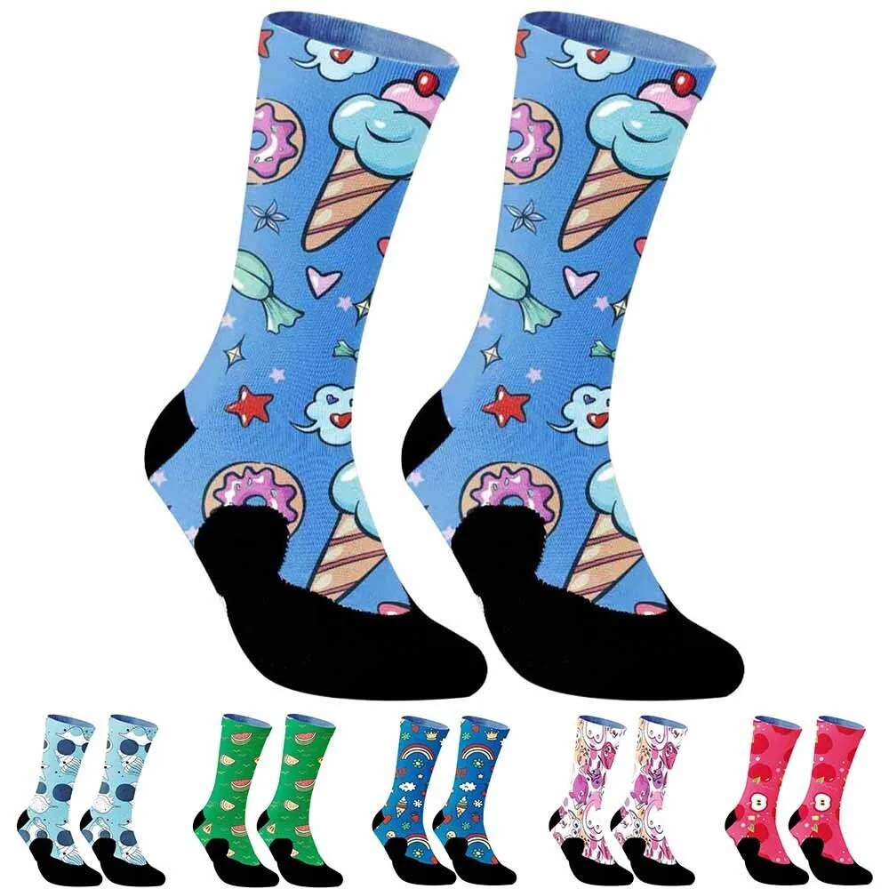 Rainbow Ice Cream Printed Socks Cycling Socks High Quality Compression Bike Outdoor Running Professional Sports socks New