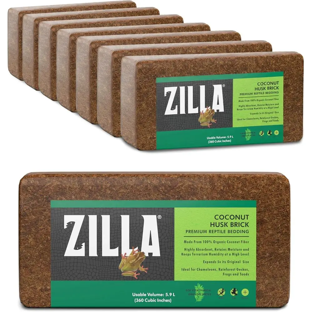 

Zilla Cnut Husk Brick 8 Count, Organic Bedding or Reptiles, Made with 100% Cnut iber, Ideal or Tropical Habitats and Egg Intion