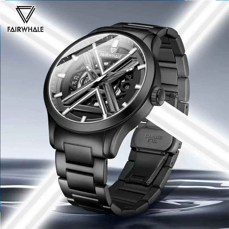 

Fashion Mens Automatic Wrist Watches Top Brand Mark Fairwhale Luxury Stainless Steel Waterproof Mechanical Wristwatch Man Reloj