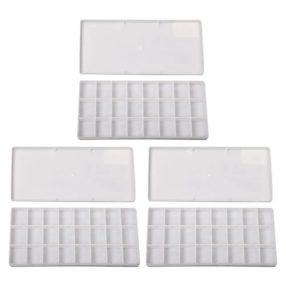 

24 Grid Color Box Watercolor Paint Palette White Storage Travel Mixing Trays Empty Holder Supplies Painting Compartments