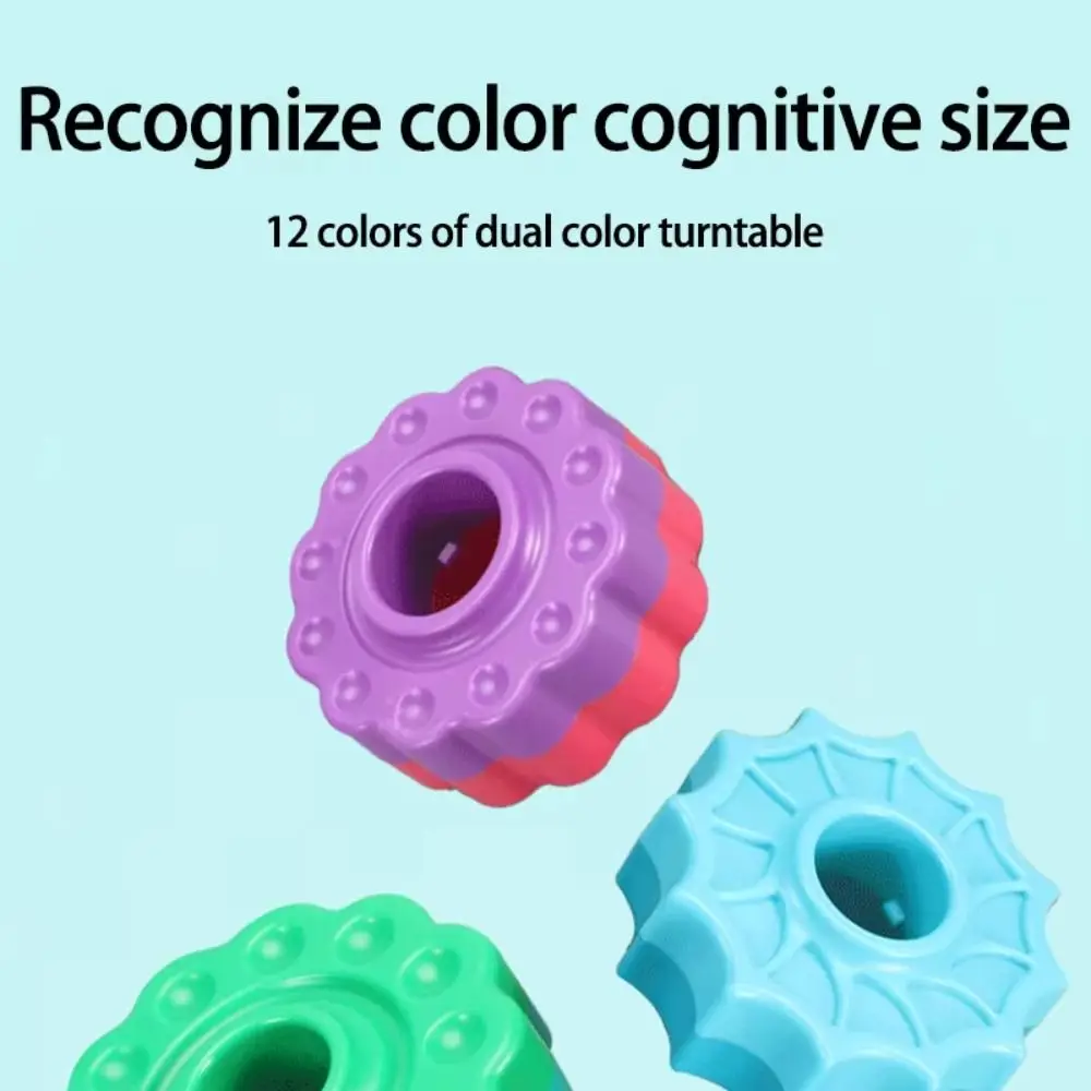 Montessori Rotating Rainbow Tower Hand-eye Coordination Perception Training Rotating Screw Bolt Toys Safety Nesting Ring