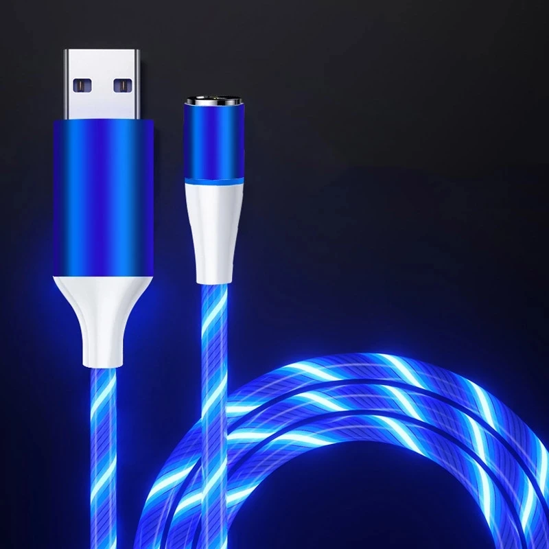 Glowing Cable Mobile Phone Charging Cables LED Light Micro USB Type C Charger For Samsung iPhone Magnetic Phone Charge Wire Cord