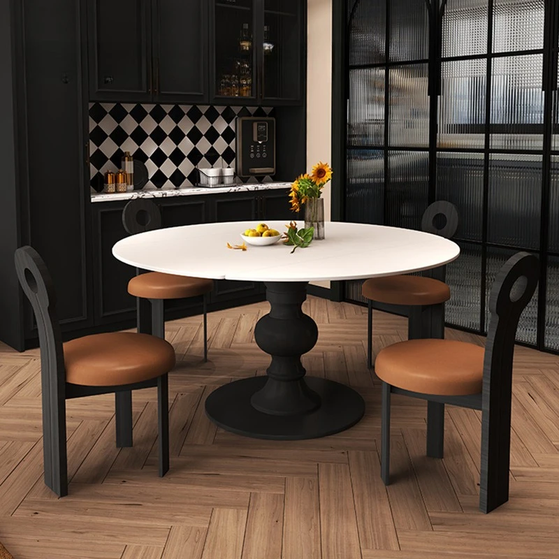 French-style Dining Tables Cream-colored Multi-functional Dining Tables Wood Granite Home Furniture Mesas De Comedor ZY40CZ