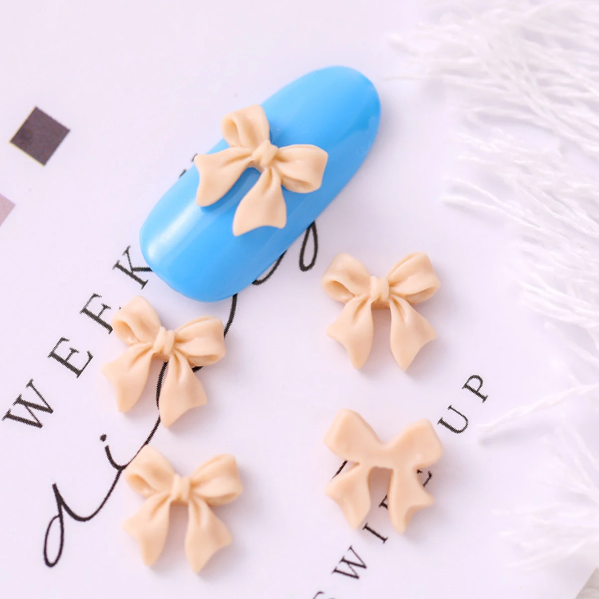 

100 Pcs Bow Nail Accessories Charm Decorations Resin Charms Decorate Art Bowknot Cabochons Epoxy for Jewellery Making