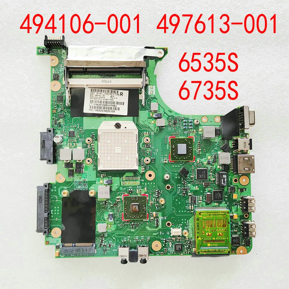 

494106-001 For HP Compaq 6535s 6735s Notebook Motherboard 497613-001 Mainboard DDR2