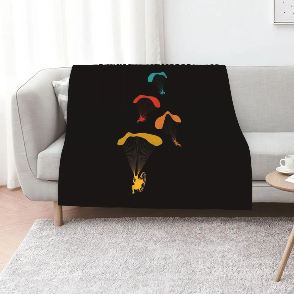 Vintage Paramotor Pilot Retro Paramotoring PPG Hang Gliding Throw Blanket Cozy Light Blanket for Travel Camping Picnic