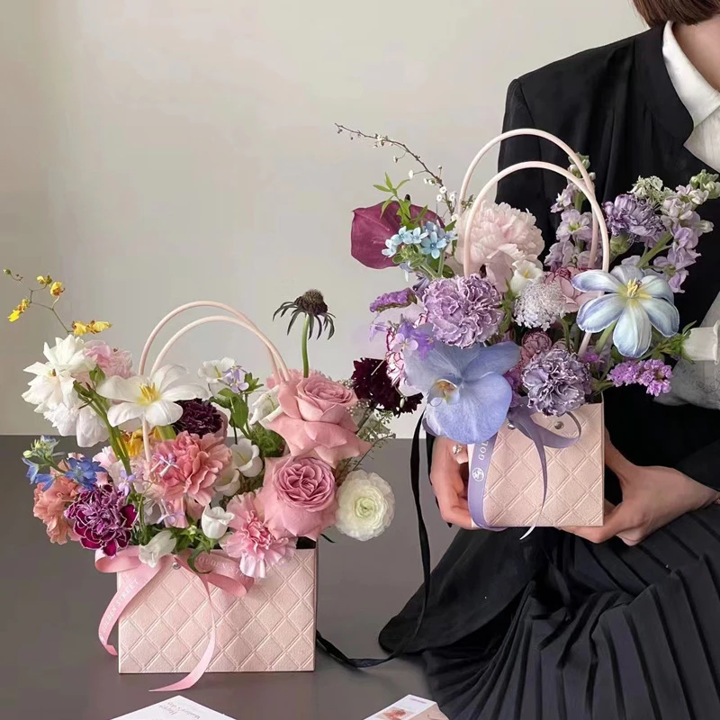 Portable Flower Packaging Box Wedding Decoration Gift Bag Handbag Valentine's Day Birthday Party Decor DIY Bouquet Packaging - view 3