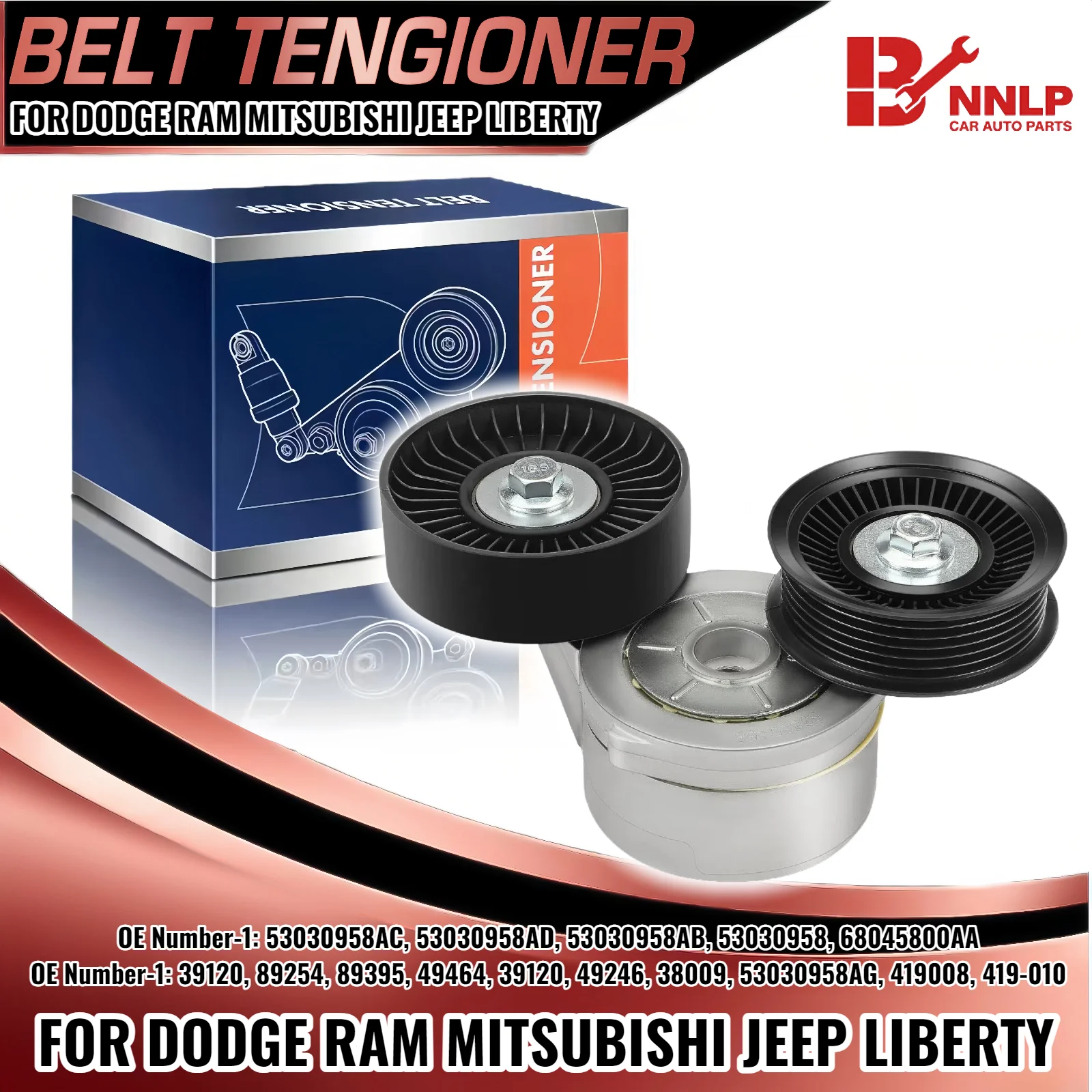 

Serpentine Belt Tensioner with Pulley for Mitsubishi Dodge Jeep 3.7L 419010 89395 53030958AE
