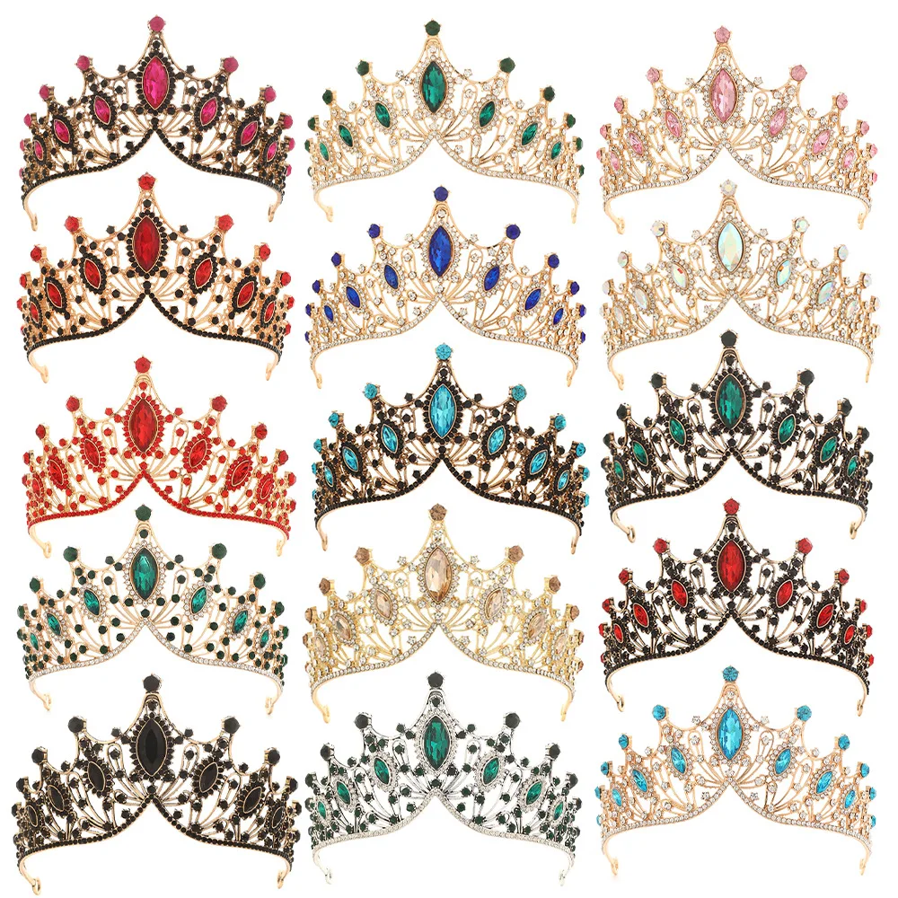 Retro Hochzeitskleid Zubehör Kristall Krone Haarband für Geburtstagsfeier Prinzessin Krone Kinderparty Gefälligkeiten Braut Kopfbedeckung