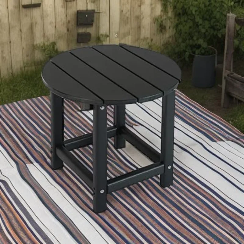 Round Adirondack Patio Side Table End Table, Outdoor Side Tables for Patio, Backyard,Pool, Indoor Companion