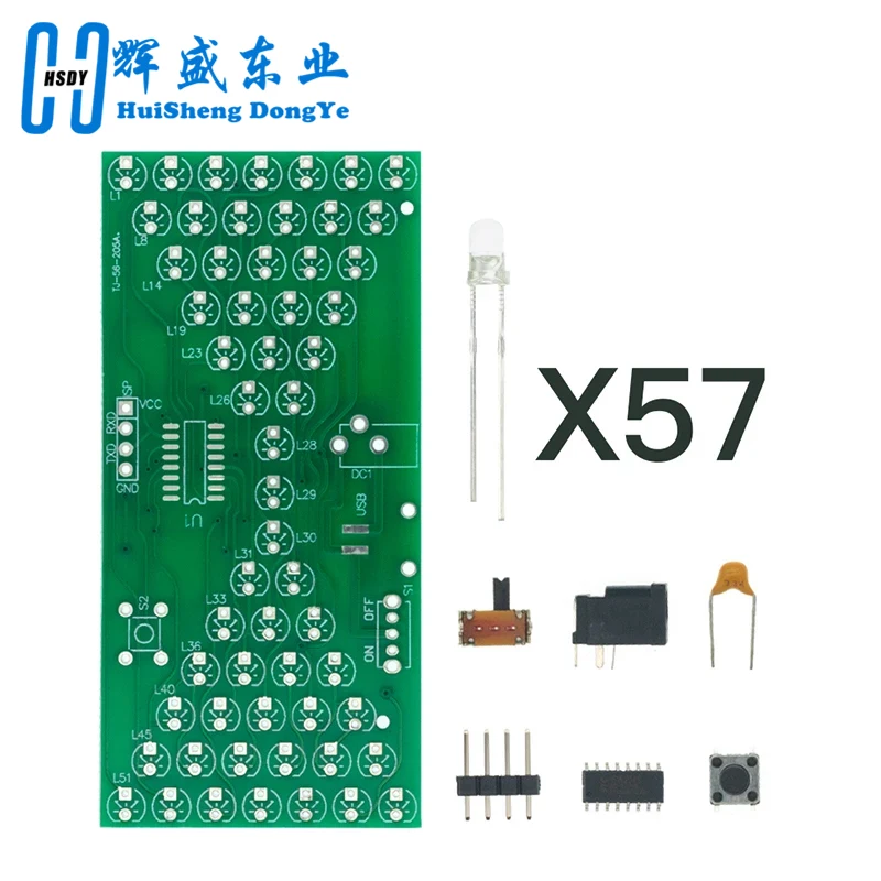 5V Electronic Hourglass DIY Kit Funny Electric Production Kits Precise With LED Lamps Double Layer PCB Board 84*40mm