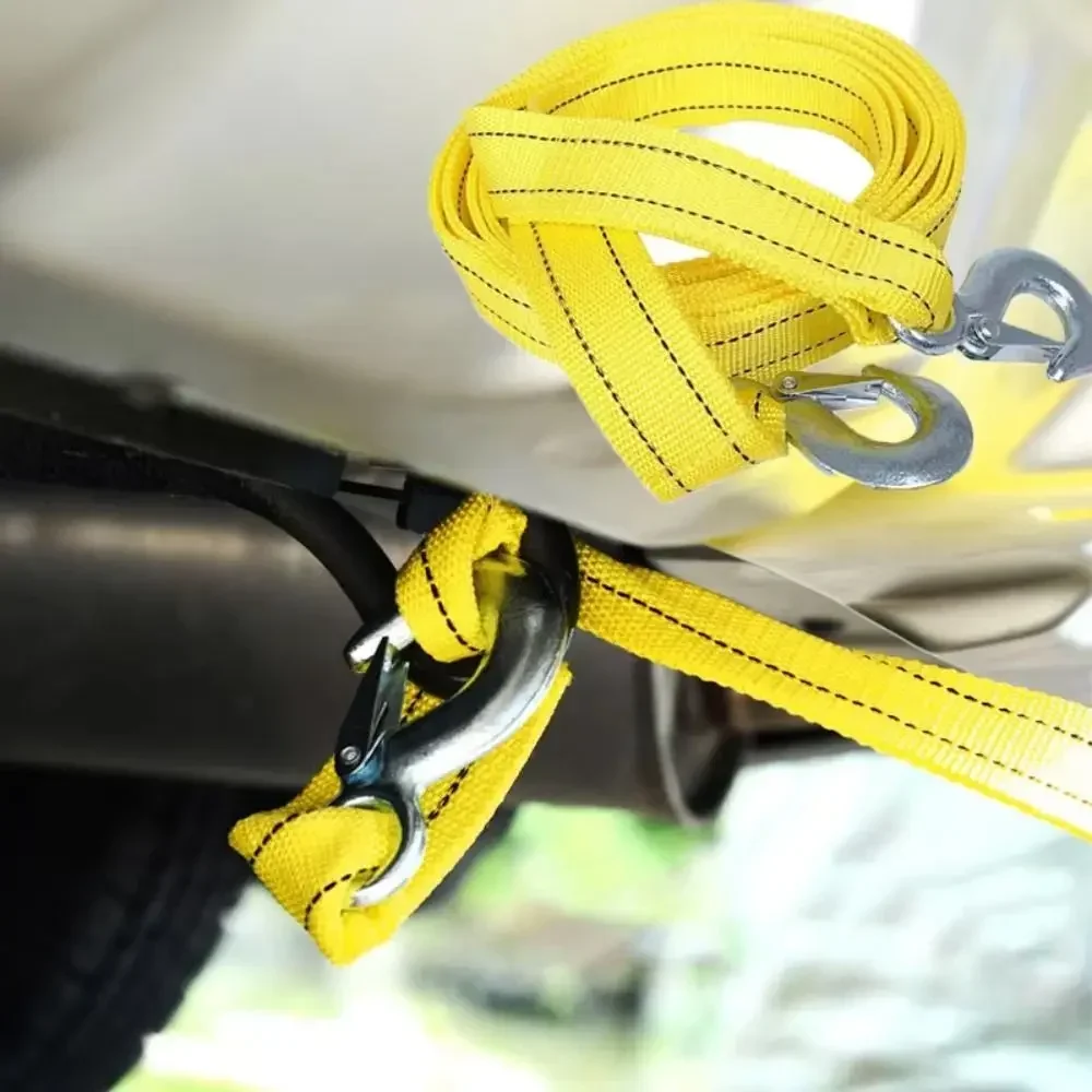 Car Tow Cable 5 Ton Capacity Off Road Design Tow Strap Hooks Included Automobile Grade Towing Pull Rope Trailer Use