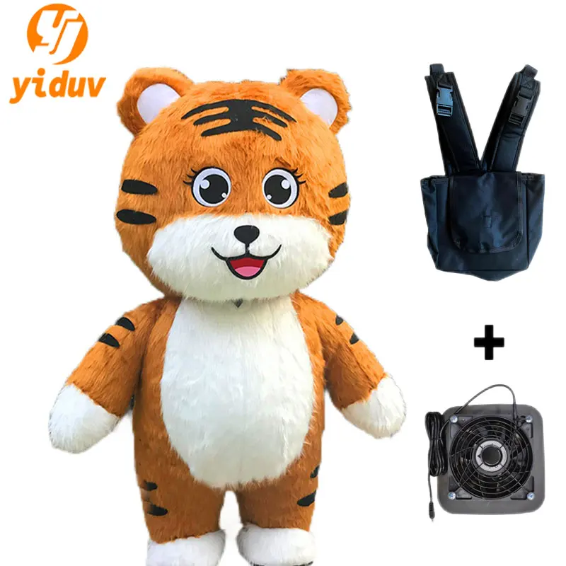 Vêtements gonflables de mascotte de tigre mignon, vêtements de fête de festival, robe de paupières, cosplay d'Halloween