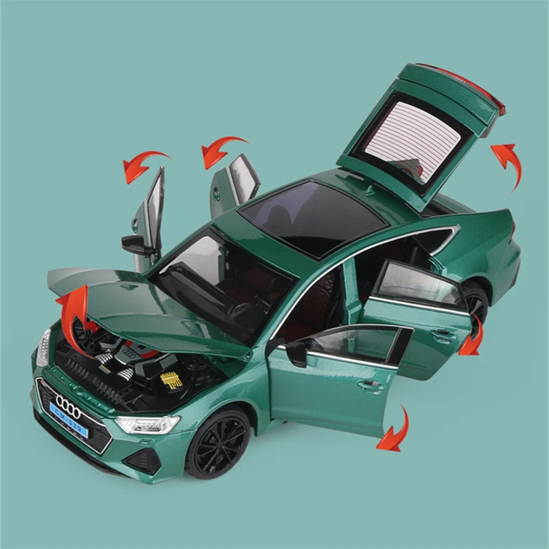 1:24 AUDI RS7 Coupe Alloy Car Model Diecasts y vehículos de juguete Metal Car Model High Simulation Sound and Light Collection regalo para niños