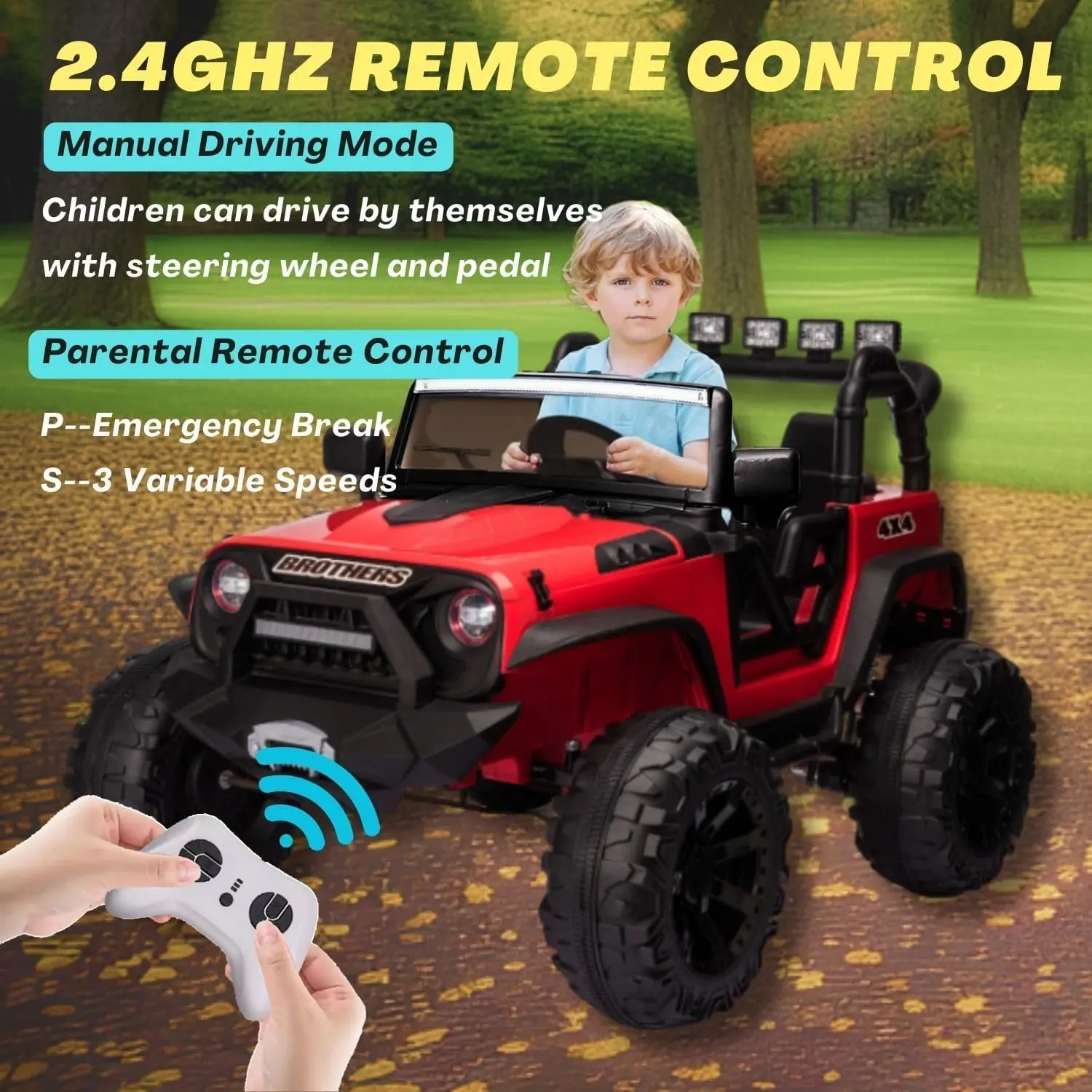 24V 2 ที่นั่งนั่งบนรถเด็กยานพาหนะไฟฟ้าพร้อมรีโมทคอนโทรล, 9Ah แบตเตอรี่ขับเคลื่อนรถยนต์ W/4x200W เครื่องยนต์ไฟฟ้าที่มีประสิทธิภาพ