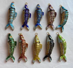 Vintage Cloisonne Enamel 4.72 inch Large Goldfish  Pendants DIY Animal Fish Charms Chinese Traditional Handicrafts Ornament