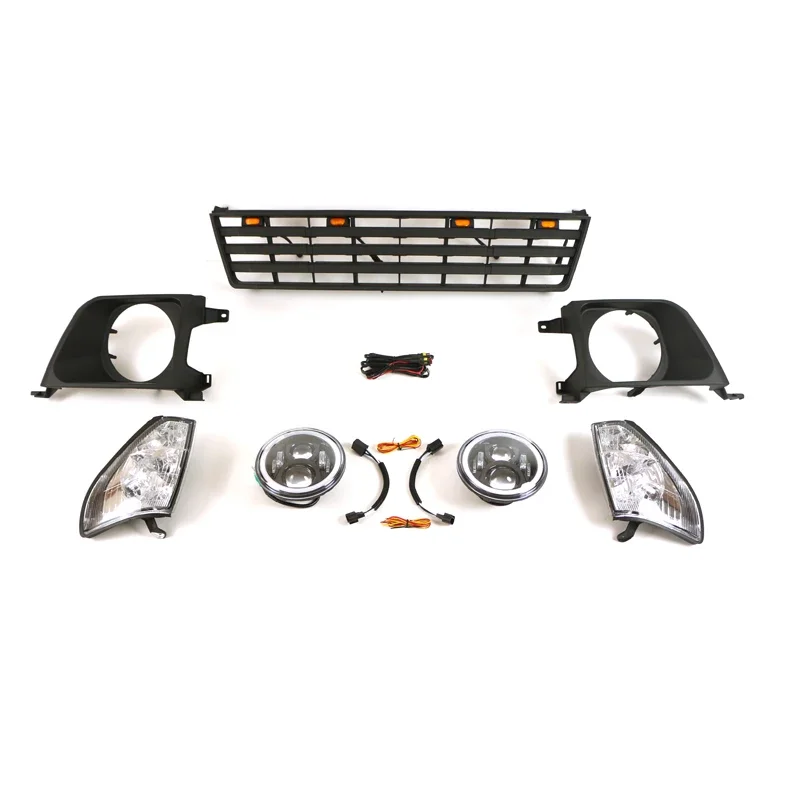 

1993-2002 Auto Parts Modified Black Front Grille With Grille Light Fit For LandCrusier LC95