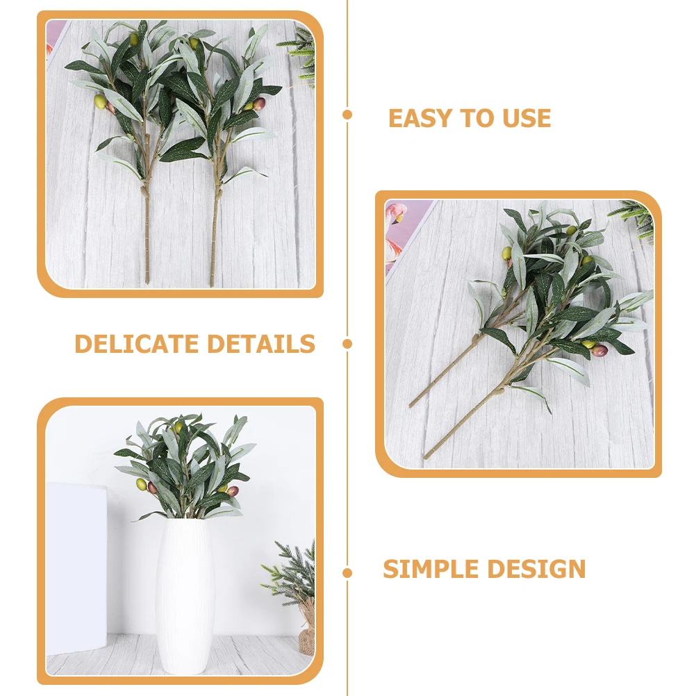 

3pcs Artificial Olive Branches Simulated Plant Stems For Vase Home Decor Wedding Table Centerpiece Desktop Office Coffee Shop