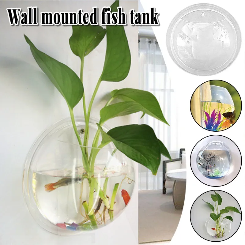 

Fish Tank Clear Transparent Wall Mounted Acrylic Creative Flower Pot Hanging Planter Vase Decor Pet Supplies Aquarium New
