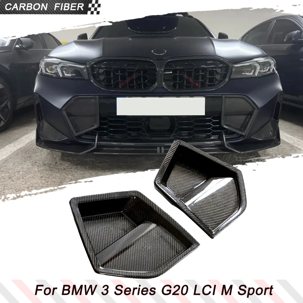 Carbon Fiber Car Front Bumper Vents Cover Splitters for BMW 3 Series G20 LCI M Sport 2022-2024 Car Front Side Air Vents Spoiler