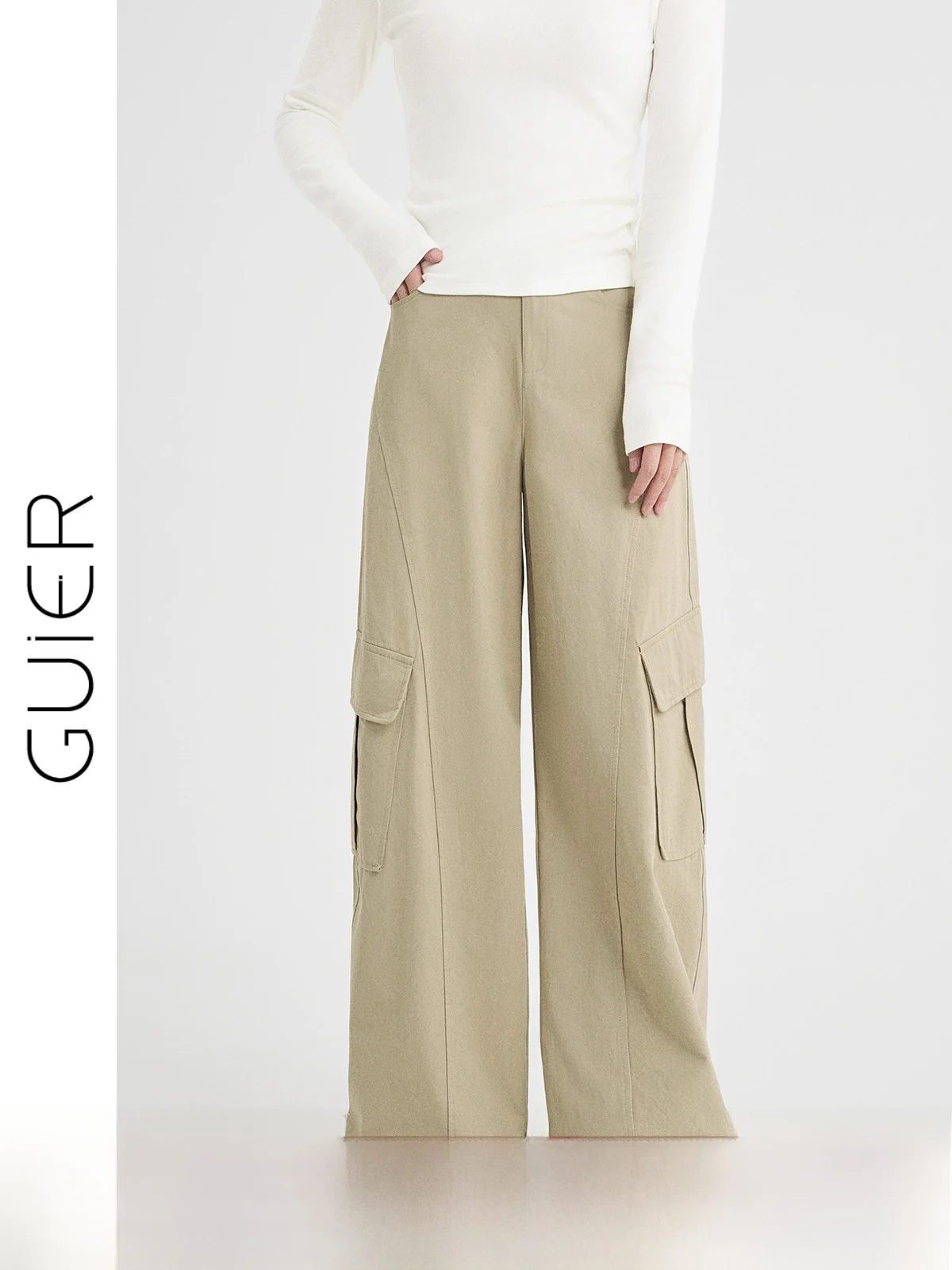 

Женские повседневные брюки с высокой талией и прямыми штанинами, весенняя новинка, свободный крой, винтажные широкие брюки от Guier