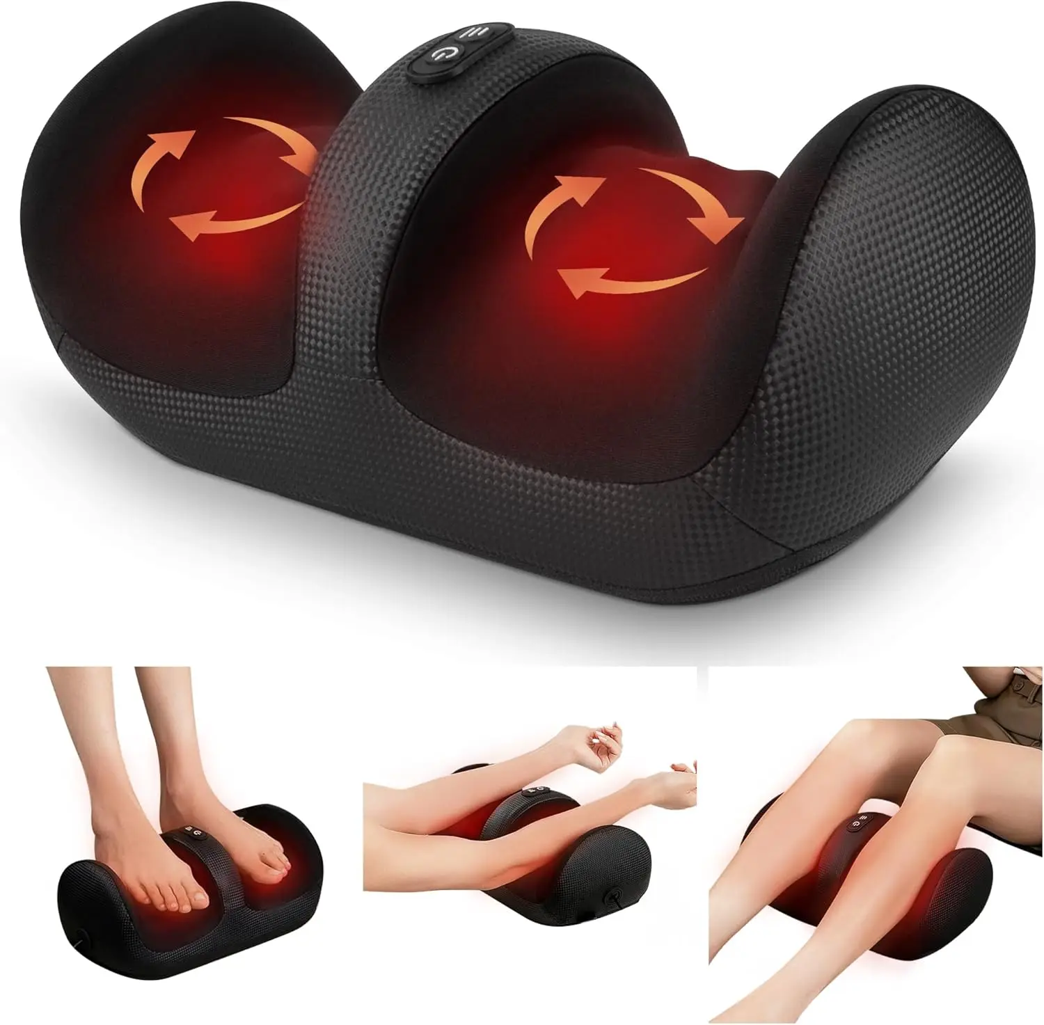 

Heated Shiatsu Foot Massager with Roller for Circulation Pain Relief - Portable Home Office Relaxation Tool