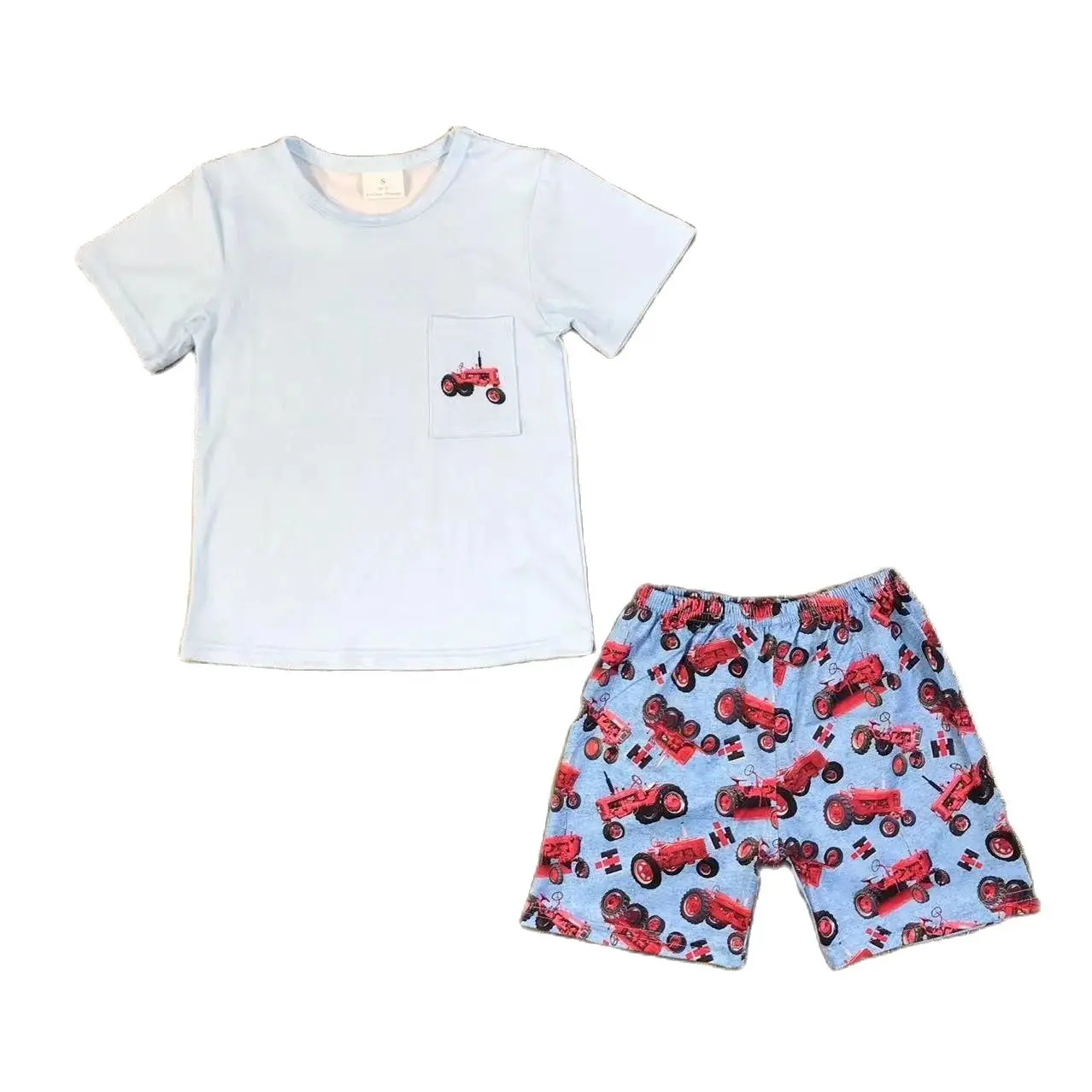 Wholesale Boys baby boutique set short-sleeved plus shorts complete set  T-shirt shorts short-sleeved suit cotton material