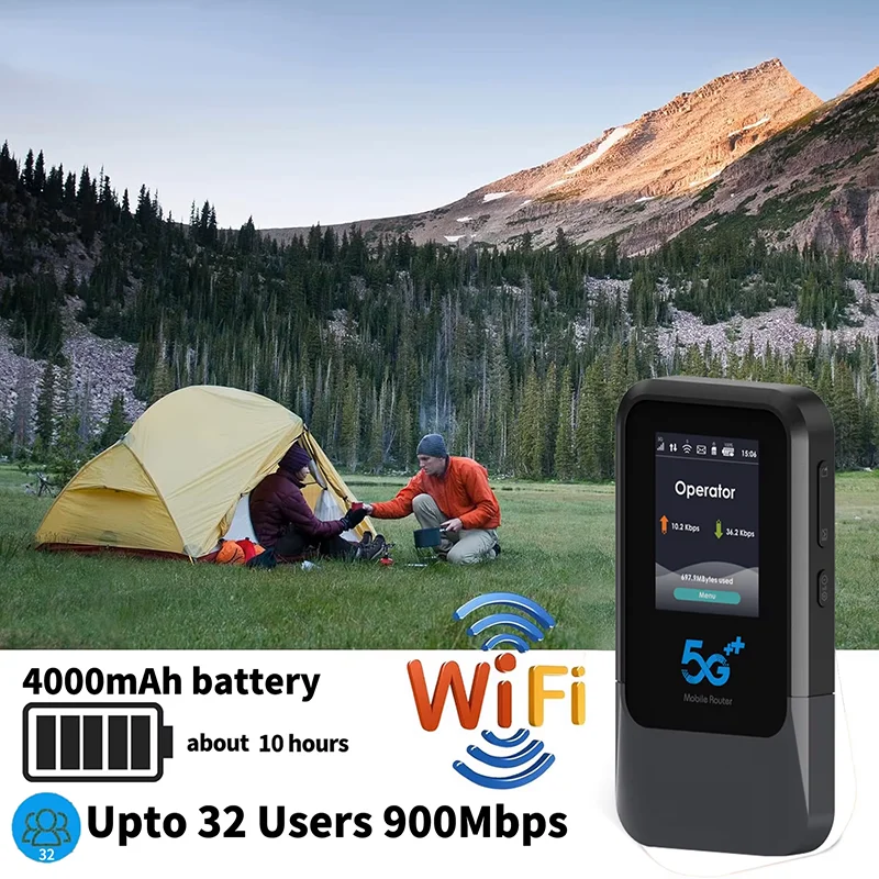 5G SA NSA Pocket WiFi6 Router UNISOC V510 Modem Support SIM eSIM Portable Mobile Hotspot Built in 4000mAh Battery