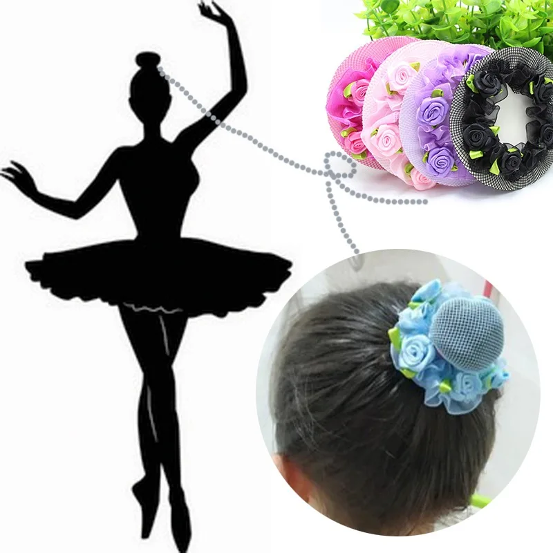 Fille femmes chignon couverture Snood filet à cheveux filets à cheveux Latin Ballet danse Crochet Snoods accessoires avec fleur