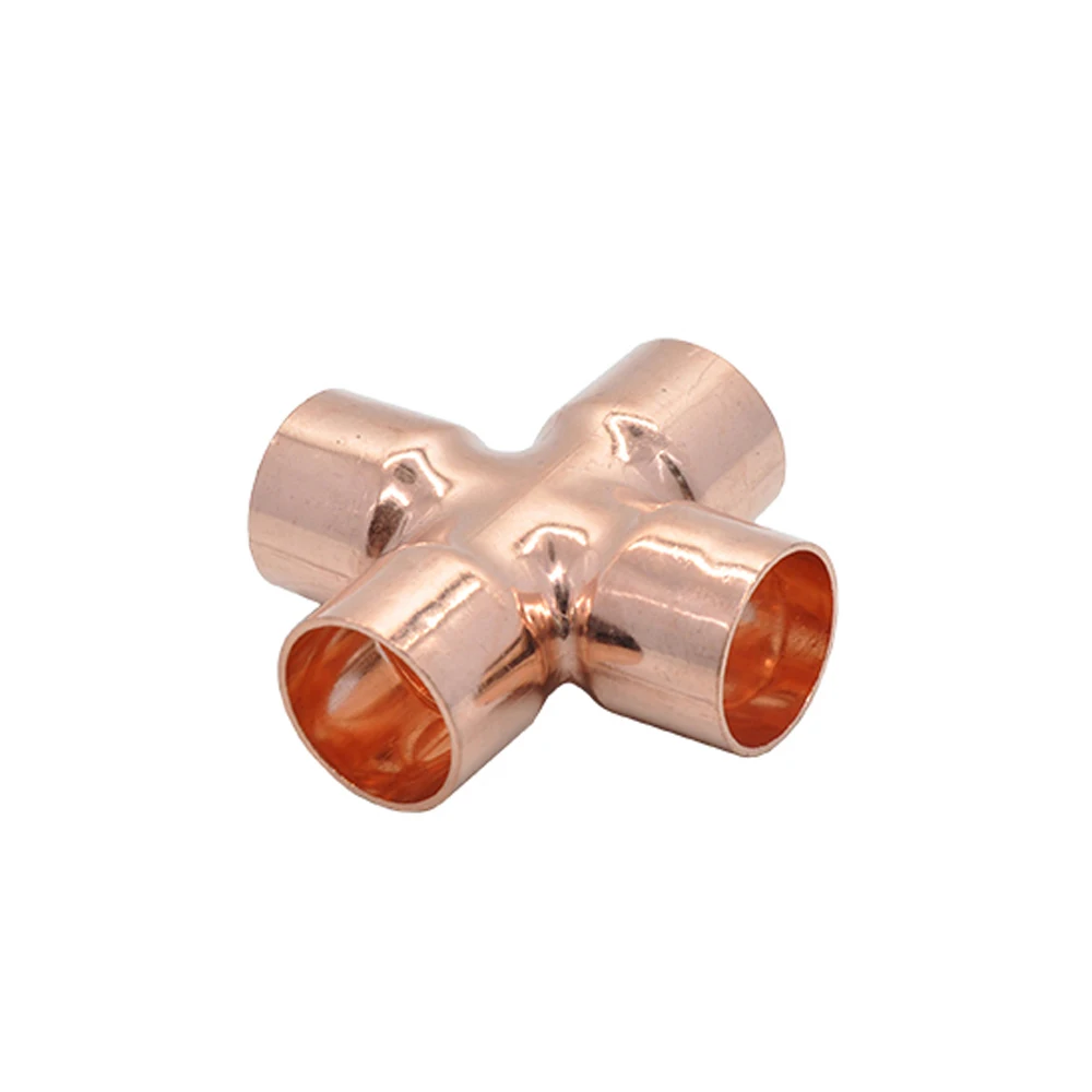 15/16/22/28/35/45mm Inner Dia Copper End Feed Solder Cross 4 Ways Coupling Plumbing Fitting Connector Coupler