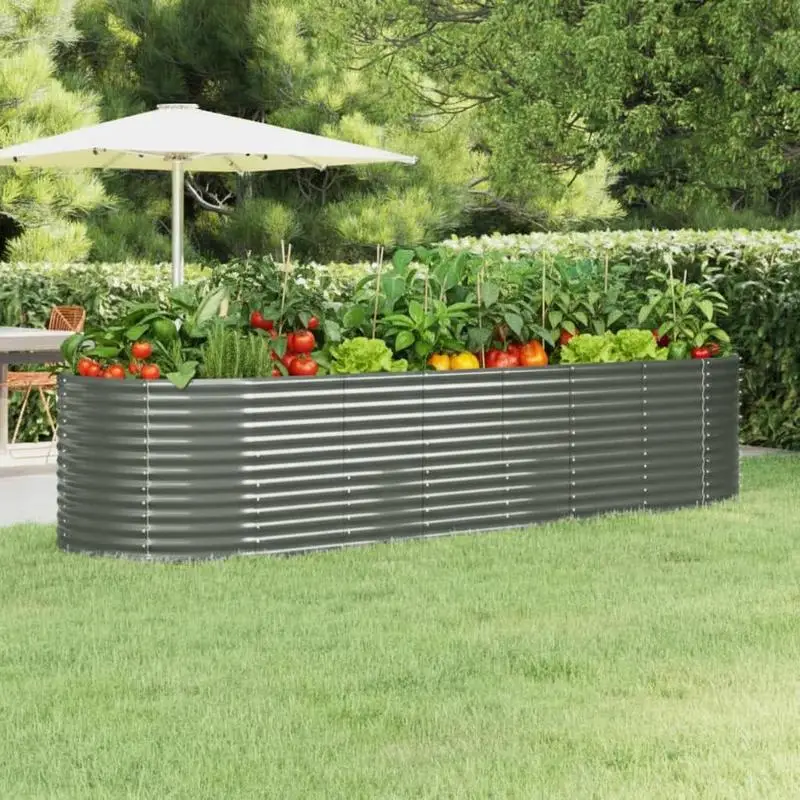 Potager surélevé, 322x100x68 cm. Fabriqué avec des matériaux robustes et durables, idéal pour la culture de fleurs, de verdure et de légumes.
