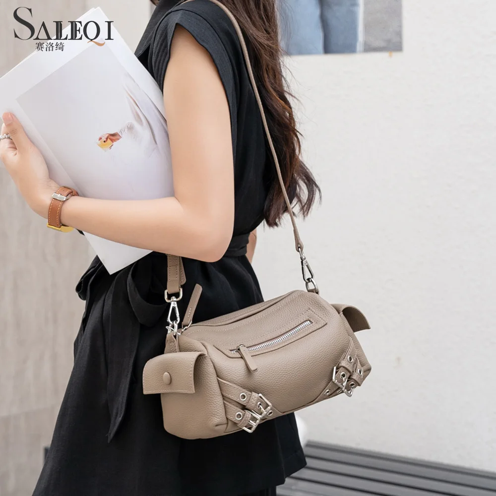 

Genuine Grade Cow Leather Fashion Women Shoulder Crossbody Small Bags Luxury Designer Brand Female Daily Fashion Pillow Bag New