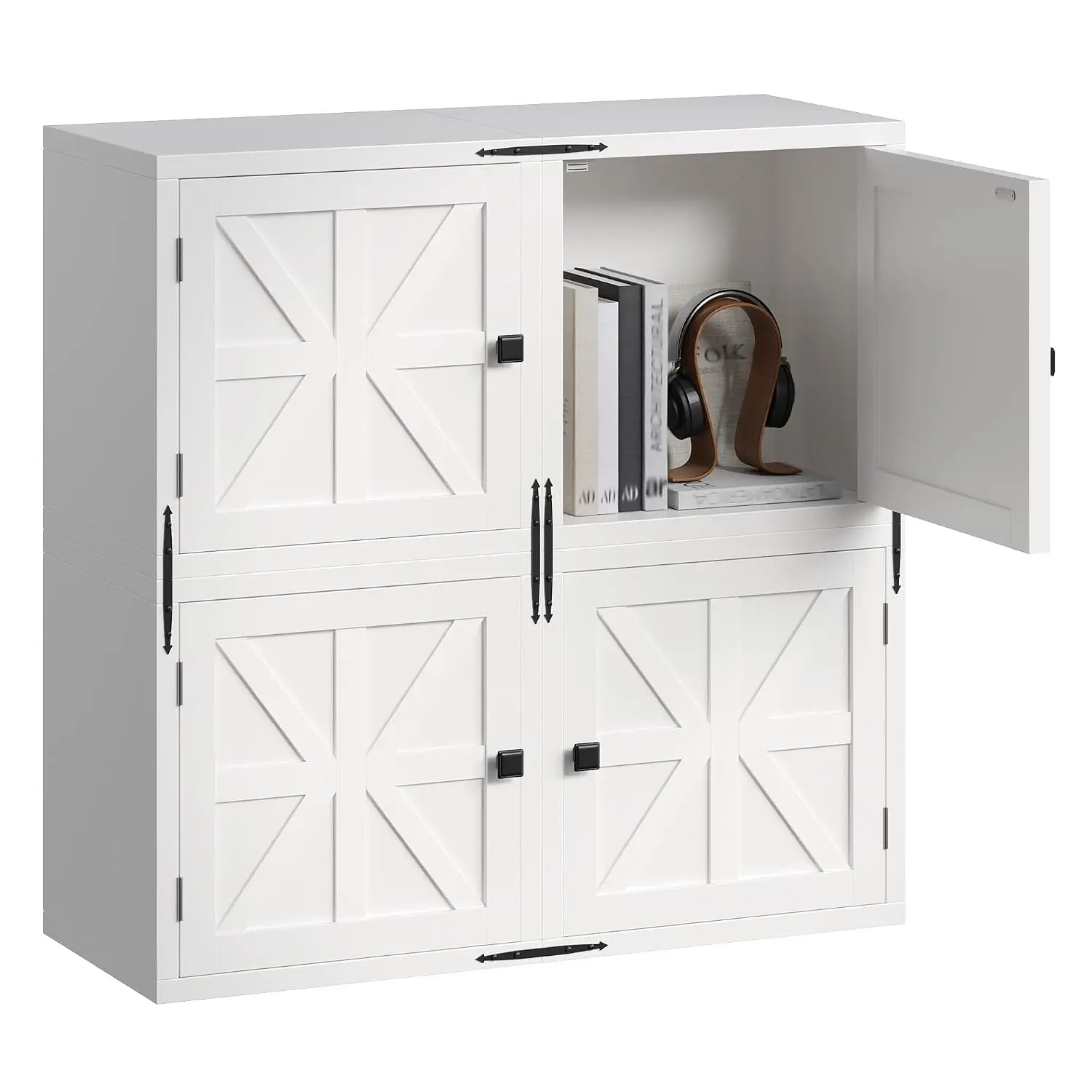 4 Cube Storage Organizer Doors Stackable Shelf Anti-Tip Modular Cubby Bedroom Dorm Office 30