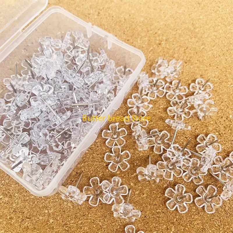 W89C صافح رأس زهرة الدبابيس 100pcs إبهام الزخارف المسامير