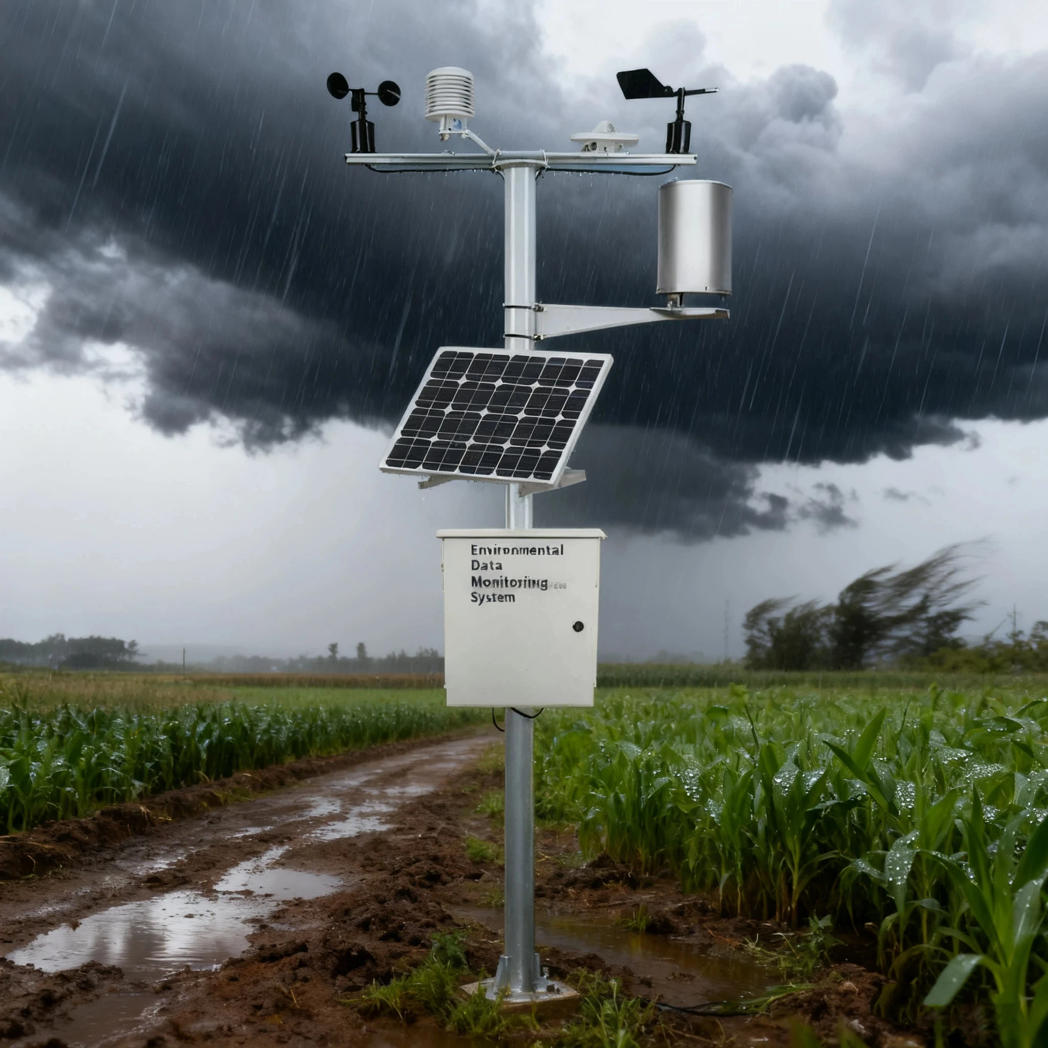 

Smart City RS485 4G Solar Pole Weather Station High-Integrated Monitoring Rainfall Wind Speed Solar Radiation Temperature