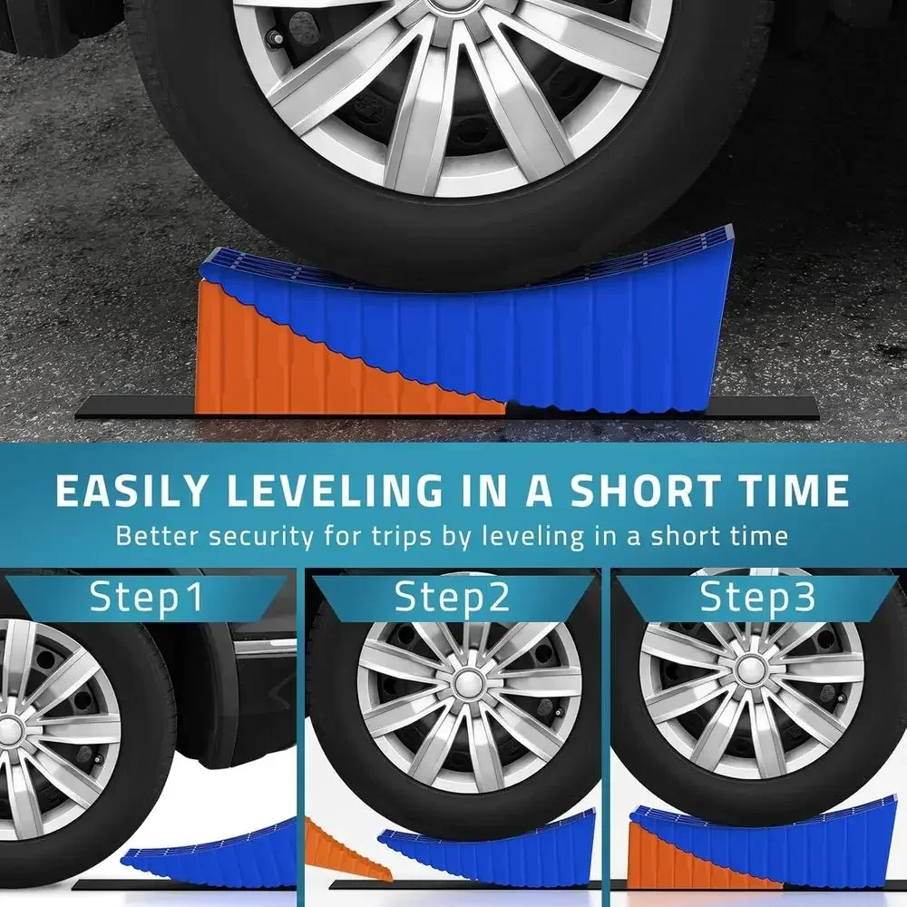 PAULINN RV Camper Levelers, 2 Packs RV Leveling Blocks Heavy Duty & Upgraded Up to 35,000 lbs, Curved Leveling RV Accessories wi view 4