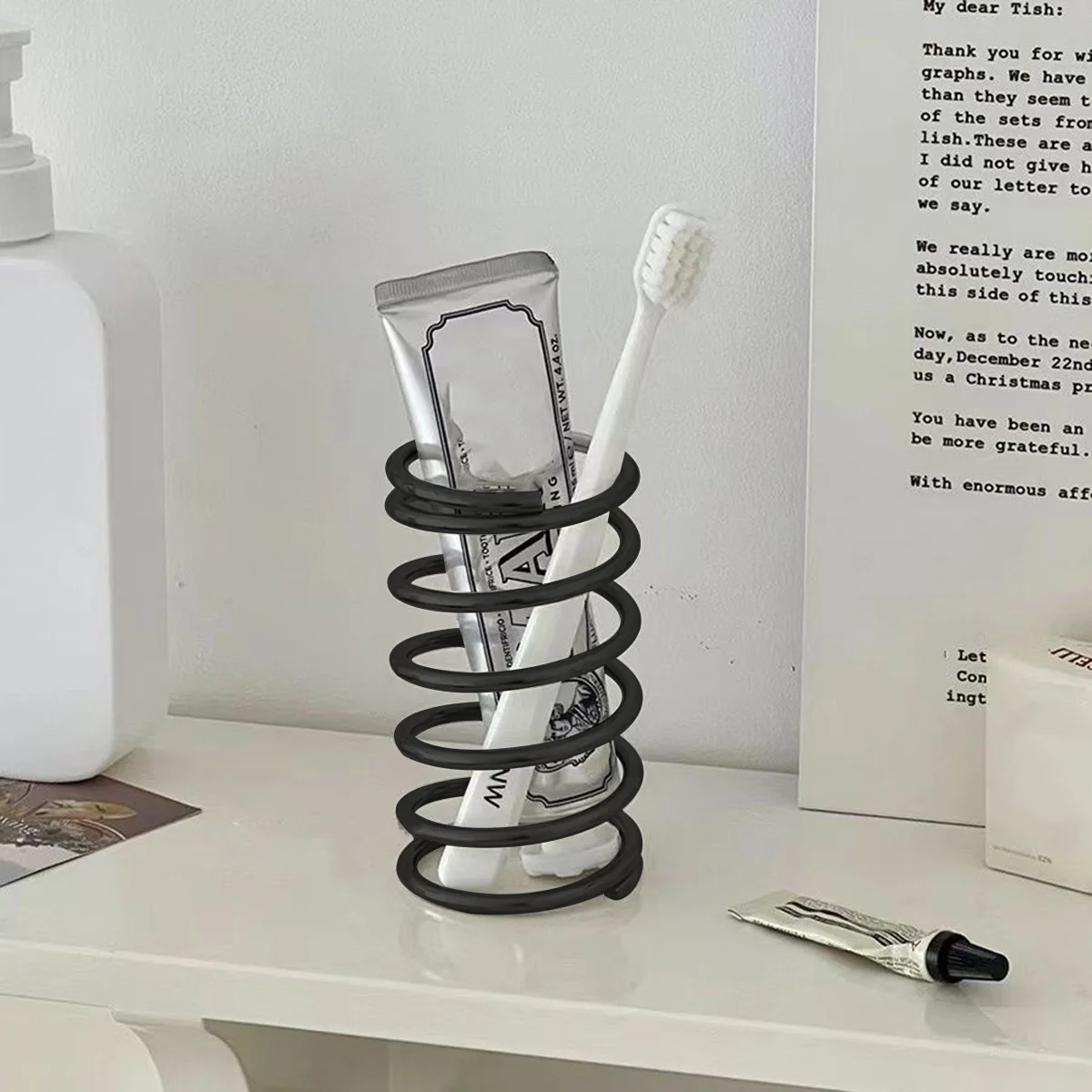 Multipurpose Stainless Steel Toothbrush Holder Bathroom Accessories for Toothpaste Makeup Brush Storage Rack Home Decoration